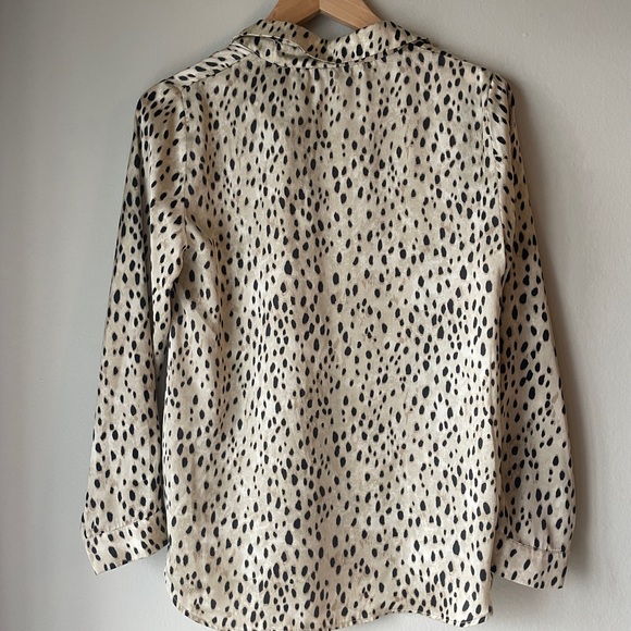 Zara Cheetah Print Silk Button Down Blouse - Picture 3 of 4